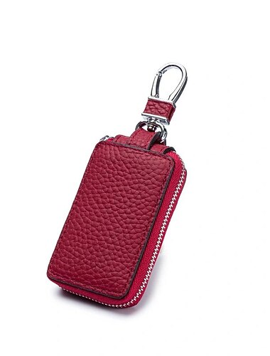 Sac à clés de voiture en cuir véritable, modèles universels de sac à clés en cuir de vache pour hommes, housse en cuir à fermeture éclair