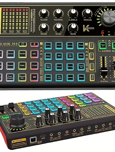 professionel lydmixer k300 live lydkort og lydgrænseflade lydkort med flere dj mixer effekter stemmeskifter og led lys præfekt til