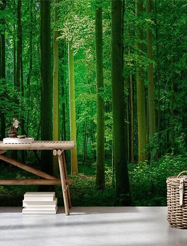Paysage papier peint mural forêt verte revêtement mural autocollant peler et coller amovible pvc/vinyle matériau auto-adhésif/adhésif requis décoration murale pour salon cuisine salle de bain