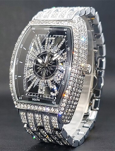 Orologio al quarzo ghiacciato regalo per uomini e donne grande polso orologi al quarzo con diamanti pieni quadrante blu accessori hip hop impermeabili Reloj Hombre