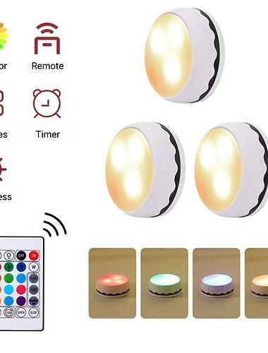 led puckljus 3/6 st underskåpsljus 13 färger led spotlight infraröd rgb pekskåp ambient dimming nattljus pat hockey ljus timer med fjärrkontroll