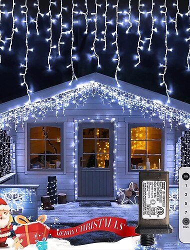 1 paquet de guirlandes lumineuses de Noël de 10 mètres à 400 LED, lumières de Noël extérieures avec 8 modes de minuterie, télécommande étanche, guirlande lumineuse connectable à brancher pour l'extérieur et l'intérieur de la maison