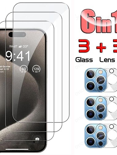 3 ensembles Protection d'écran + Protection d'objectif de caméra Pour Apple 16 15 14 Pro Max Verre Trempé Confidentialité Anti-espion Dureté 9H Anti-bulles Anti-empreintes Anti-rayures