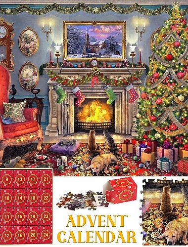 Calendar de Advent cu puzzle-uri 2025 puzzle-uri de Crăciun puzzle-ul petrecerii Moșului 24 de piese 1000 de piese de puzzle pentru adulți și copii puzzle-uri de Crăciun cadou de puzzle