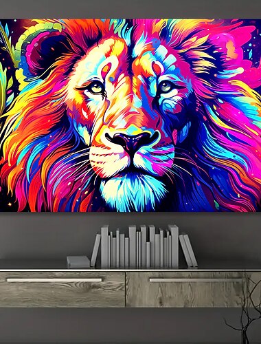 Tiere Wandkunst Leinwand bunte Löwen Drucke und Poster Porträtbilder dekorative Stoffmalerei für Wohnzimmer Bilder ohne Rahmen