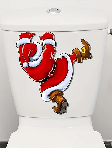Weihnachten kreativ kletternder Weihnachtsmann-Aufkleber, dekorativer Aufkleber für Toilettendeckel, dekorativer Aufkleber für Toilettendeckel, Aufkleber für Toilettendeckel, Aufkleber für Toilettendeckel, abnehmbare Aufkleber für die Toilettenrenovierung