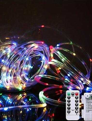 1 confezione di luci con funzione di temporizzazione, corde di luminosità regolabile, luci a tubo, luci decorative per interni ed esterni, luci decorative natalizie per le vacanze, impermeabile 3aa