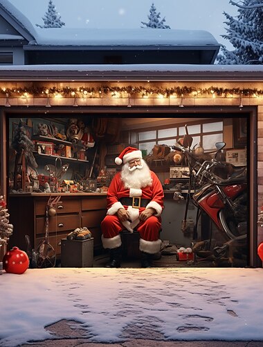 bannière de noël décorations de porte de Noël couverture de porte de garage extérieure bannière de père Noël bonhomme de neige grande décoration murale de porte toile de fond pour les décorations