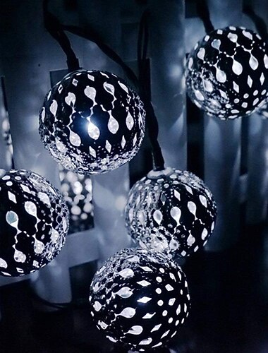 ηλιακό χριστουγεννιάτικο σιδερένιο μπαλάκι νεράιδα κορδόνι φωτάκια 30/50/100leds εξωτερικού χώρου αδιάβροχα φωτάκια κήπου πρωτοχρονιά Χριστουγεννιάτικη γιορτή κήπου μπαλκονιού δέντρο κρεμαστά φώτα