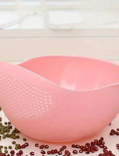 1 ciotola per frutta in plastica per lavare il riso con colino: lava in modo efficiente piccoli chicchi e utensili da cucina.