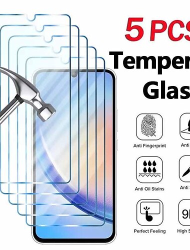 5 pcs Screen Protector For Samsung Galaxy S25 Ultra S25 Ultra Plus S24 Ultra Plus S23 S22 S21 S20 Ultra Plus FE Tempered Glass 9H Hardness Anti-Fingerprint High Definition Explosion Proof 3D Touch