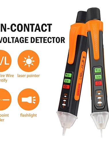berøringsfri spenningstester penn elektrisk verktøy elektrisk tester AC 12-1000v/48v-1000v led lommelykt summer alarm for live/null wire tester vurdering wire breakpoint finder