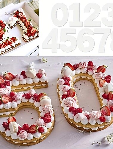 Reusable Molds For Cakes Number Design PET Baking Cake Decorating Tool Wedding Birthday Baking Pastry Confectionery Accessories