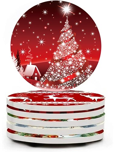 Lot de 4 dessous de verre ronds pour boissons, dessous de verre en céramique absorbante de style océan bleu marbre avec base en liège, sans rayures ni salissures.