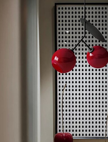 pendel postmoderne dobbelthovedet kreativ lysekrone i kirsebærdesign, personligt glas + metal pendellamper til børneværelse, soveværelse, stue, spisestue, hotelklub restaurant