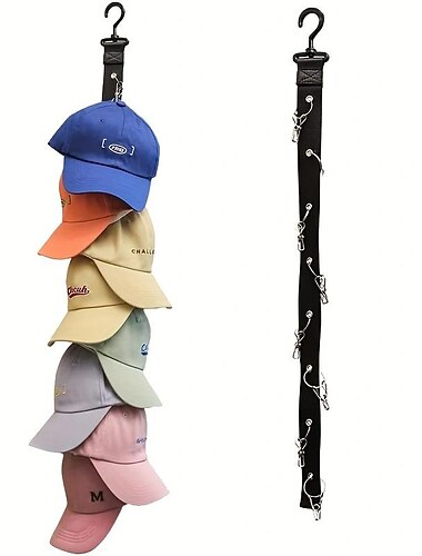 1 Stück Baseballkappen-Aufbewahrungsorganisator mit Clips, acht Clips, bietet Platz für 16 Hüte, Hutablage, Hutablage-Hakenablage