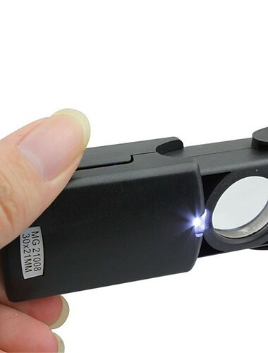 Dobrável 3 em 1 30x 45x 60x led uv iluminado lupa joalheiros lupa loop lupa jóias lupa