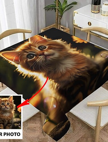 Nappe carrée personnalisée Nappe design photo personnalisée Housse de table de salle à manger personnalisée Cadeau de Saint-Valentin fait sur mesure