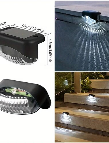 4 szt. Słoneczne oświetlenie pokładowe na zewnątrz, wodoodporny dziedziniec, malownicza willa, oświetlenie parkowe, schody balkonowe, ściany i balustrady ozdobione słonecznymi lampkami nocnymi