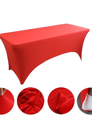 Mantel para mantel rectangular, protector de mesa elástico negro, manteles de spandex, protector de mesa para eventos, cócteles, bodas, banquetes o fiestas
