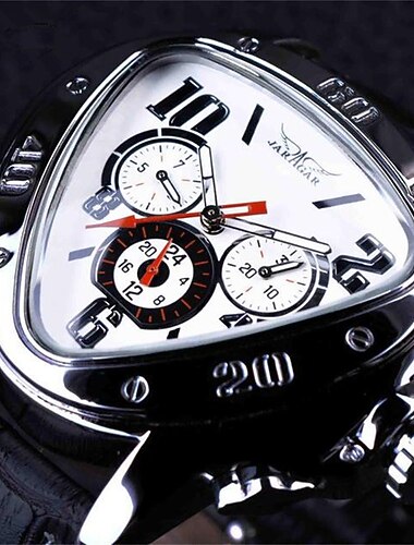 Jaragar mænd mekanisk ur luksus stor urskive mode forretning automatisk selvoptrækkende lysende vandtæt læderur