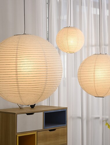 hvit rund rispapir lanterne pendellampe, papirlamper papirlamper, lett å montere, armaturer 11.02" 15.75" takhengende lampe 30cm