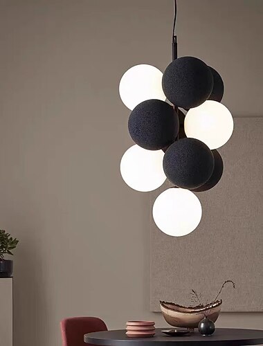 tissu de velours de style artistiquepvc simple boule trouvée lampe à suspension moléculaire chambre chevet restaurant lampe à suspension lampe à suspension moléculaire créative boule ronde