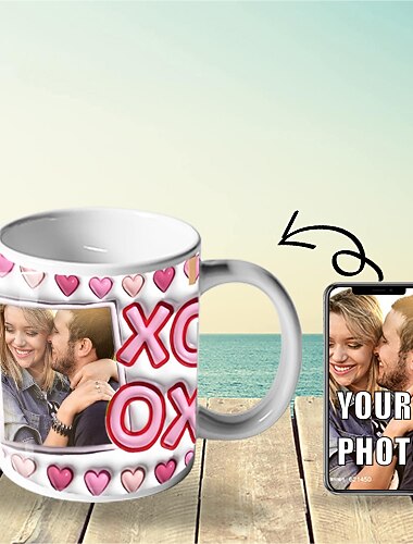 Tazza Personalizzata con Foto Regalo XOXO Tazza per Matrimonio per Coppie Tazza 3D 11oz Design di Sublimazione Regalo di Matrimonio per Marito Fidanzato Fidanzata Moglie Regalo Personalizzato per
