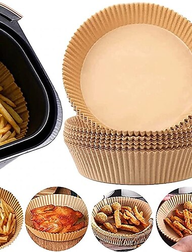 100 piezas de papel especial para freidoras de aire, papel para hornear a prueba de aceite y absorbente de aceite para el hogar, placa de barbacoa, horno de alimentos, almohadilla para sartén de