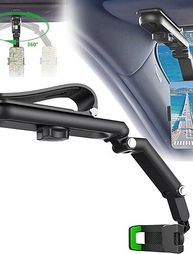 giftopan visirholder, 360 rotasjons roterbar og uttrekkbar biltelefonholder visir, solskjerm roterbar og uttrekkbar biltelefonholder, universal visir biltelefonholder