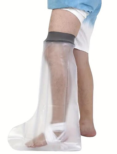 1pc impermeable pierna pie yeso cubierta ducha baño adulto, reutilizable sello hermético fundido ducha cubierta pierna para mantener seco, vendaje yeso pierna pie tobillo, no en la piel