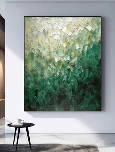 手作り油絵キャンバス壁アート装飾現代グリーン抽象家の装飾用ロールフレームレス未延伸絵画