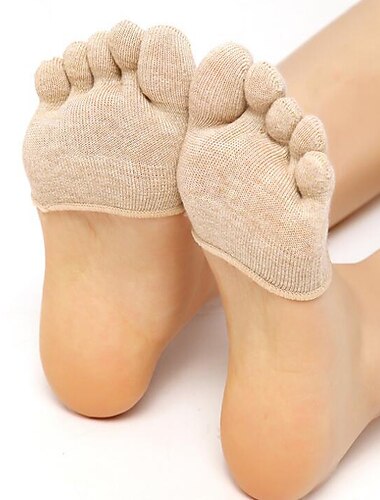 1 para damskich solidnych, odprowadzających wilgoć, niewidocznych skarpetek do połowy dłoni, oddychających, antypoślizgowych skarpetek do jogi z pięcioma palcami