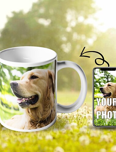 Gepersonaliseerde Foto Koffiemok - Aangepast Gift Reis Mok met Foto's Kerstcadeau Mok 330ml 11oz Keramische Mok voor Dierenliefhebbers Familie Vrienden Stellen Papa Mama