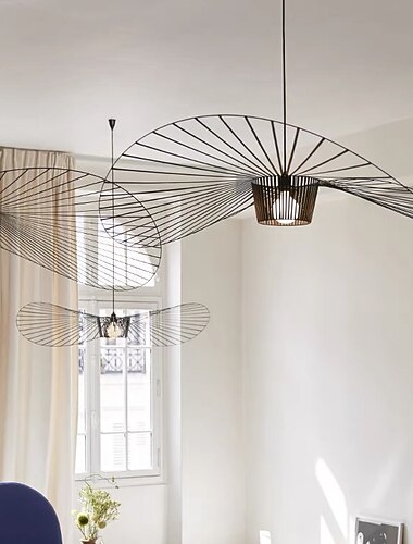 pendel vintage stue lysekrone pendel 60cm led vertigo lampe pendel lavet af glasfiber / polyurethan e27 til lampeskærm, restaurant, bar, cafe, sort 110-240v