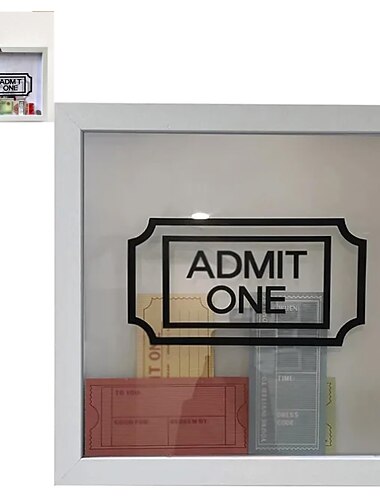 caja de archivo de aventuras, caja de sombras de viaje con ranura, cajas de recuerdos para recuerdos, marco de caja de sombras, soporte para entradas con mapa del mundo y diseño de avión, entrada para conciertos de cine y cine fotográfico