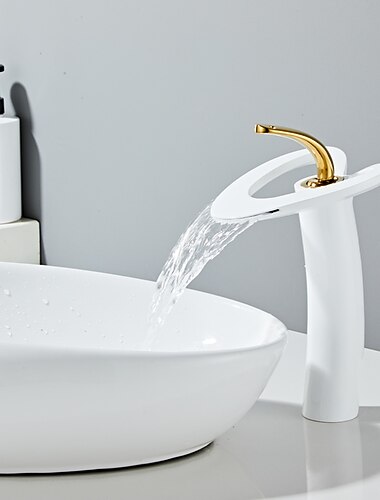 Vaskekran for baderom - Foss Krom / Nikkel Børstet / galvanisert Centersat Enkelt Håndtak Et HullBath Taps