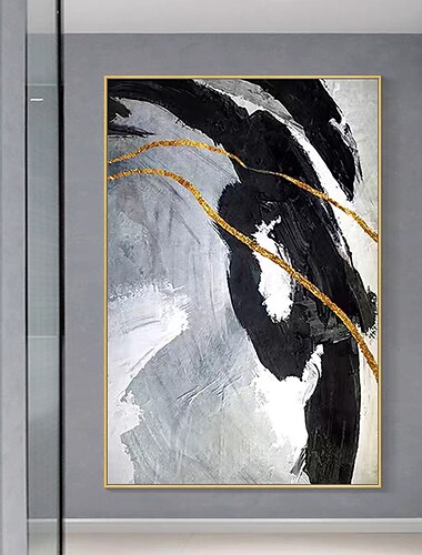 Mintura Handmade Gold Oil Paintings On Canvas Wall Art Decoration Modern Abstract Picture For Home Decor Rolled Frameless Unstretched Painting