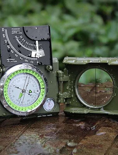 Brújula multifuncional para acampar, navegación con puntería militar, brújula geológica, dispositivo de navegación digital, aguja norte con medidor de pendiente, profesional, luminoso, portátil