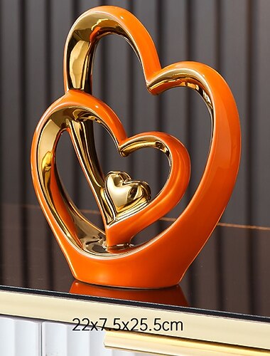 ديكور بورسلين مزدوج القلب لغرفة المعيشة والمدخل وطاولة القهوة والأرفف - هدية مثالية للذكرى السنوية وعيد الأب للأزواج والعشاق - ديكور منزلي حديث ومزخرف