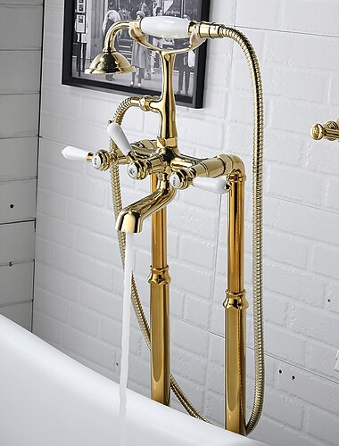 浴槽用水栓 - レトリ／ヴィンテージ 電気メッキ 站立式 セラミックバルブ Bath Shower Mixer Taps