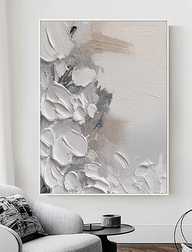 grå og hvid abstrakt kunst håndlavet oliemaleri på lærred wabi sabi vægkunst grå minimalistisk maleri 3d tekstureret akrylmaleri hjem vægindretning
