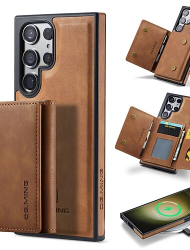 telefon fodral Till Samsung Galaxy S26 Ultra Plus S25 S24 S23 S22 Plus Ultra S23 FE Skal Plånboksfodral Med Magsafe med stativ Magnet Dragkedja Kontor / företag TPU PC PU läder