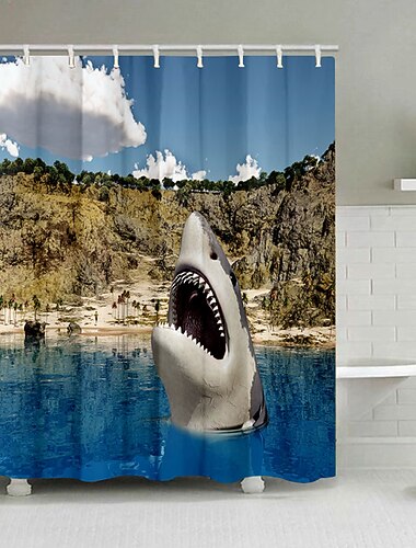 Badezimmer-Deko-Duschvorhang mit Haken, Badezimmer-Dekor, wasserdichtes Stoff-Duschvorhang-Set mit 12 Kunststoff-Haken