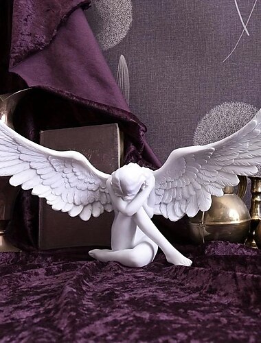 harpiks engel statue udendørs dekoration harpiks engel med vinger skulptur have hjemmedekoration, gård kunst indretning