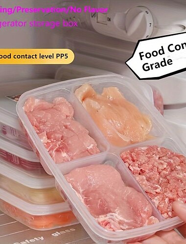 2 stk kjøleskap oppbevaringsboks fire seksjoner delt mat crisper matkvalitet forseglet boks mat kjøtt frossen boks løk ingefær hvitløk tilberedte grønnsaker kjølt crisper boks kjøkkenutstyr