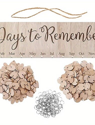1 cartello fai da te in legno per compleanno di famiglia, cartello da appendere, calendario, cartello di promemoria compleanno montato a parete, con 100 etichette in legno, ottimo regalo per mamma,
