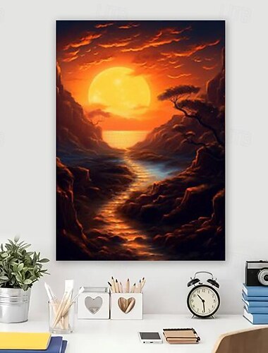 لوحات فنية جدارية على القماش لصور غروب الشمس وملصقات وصور لوحات قماشية مزخرفة لغرفة المعيشة بدون إطار