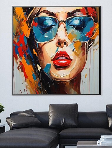 dipinto a mano viso di donna pittura di arte della parete pittura figurativa donne viso arte fatta a mano colorato pittura acrilica pittura astratta creativa moderna di arte della parete moderna tela