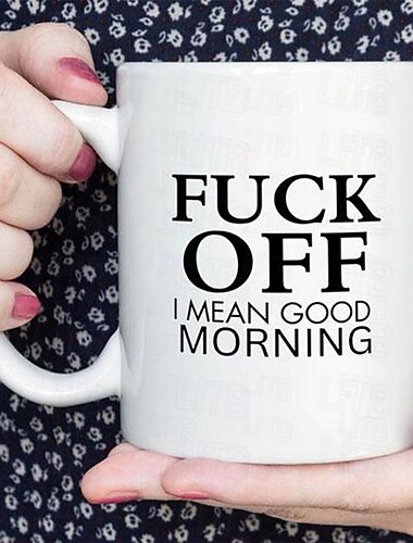 לעזאזל! אני מתכוון בוקר טוב ספלי קפה מצחיקים ספלי קפה הומור למבוגרים 11 אונקיות ספל קפה ספל קפה חידוש כוס קפה, מתנות מצחיקות רעיון מתנה נהדר עבור עמית לעבודה